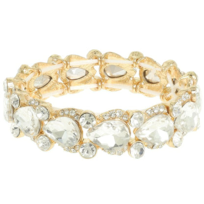 Round And Pear Cut Crystal Embellished Bracelet - Tigbul's Variety Fashion Shop