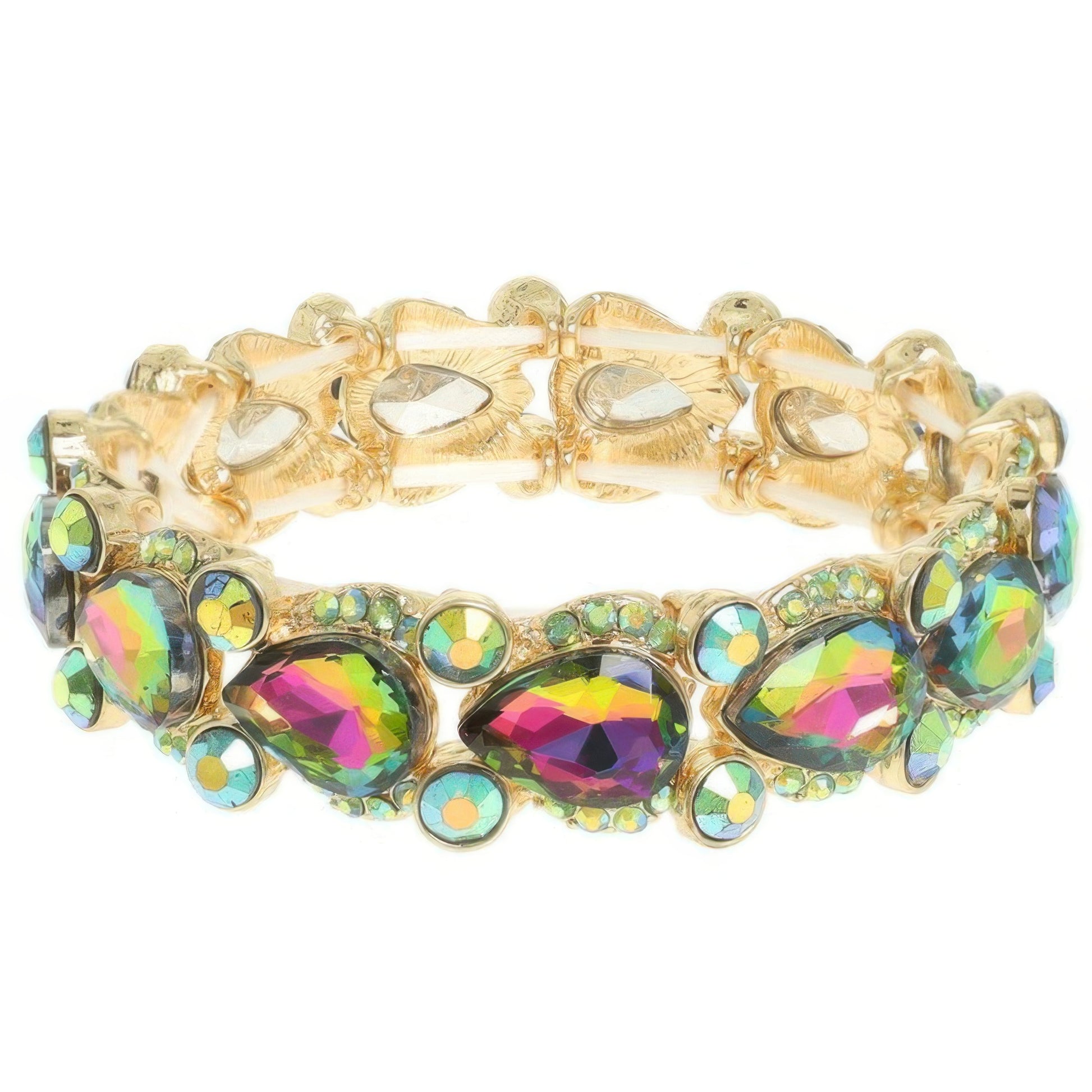 Round And Pear Cut Crystal Embellished Bracelet - Tigbul's Variety Fashion Shop