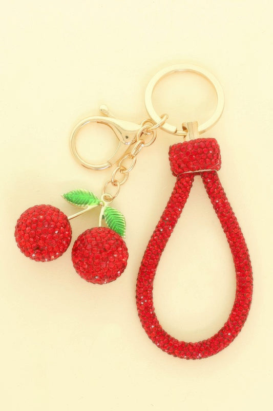 Jeweled Cherry Wristlet Keychain - Tigbul's Variety Fashion Shop