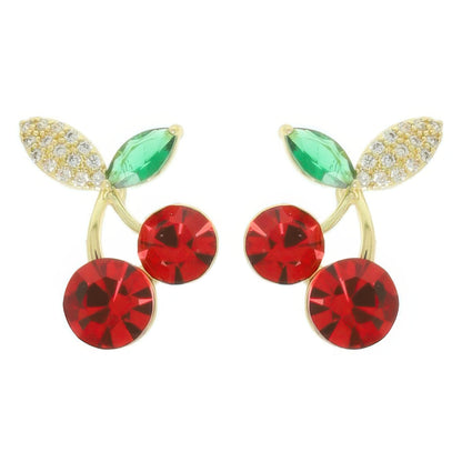 Cz Red Cherry Post Earrings - Tigbul's Variety Fashion Shop
