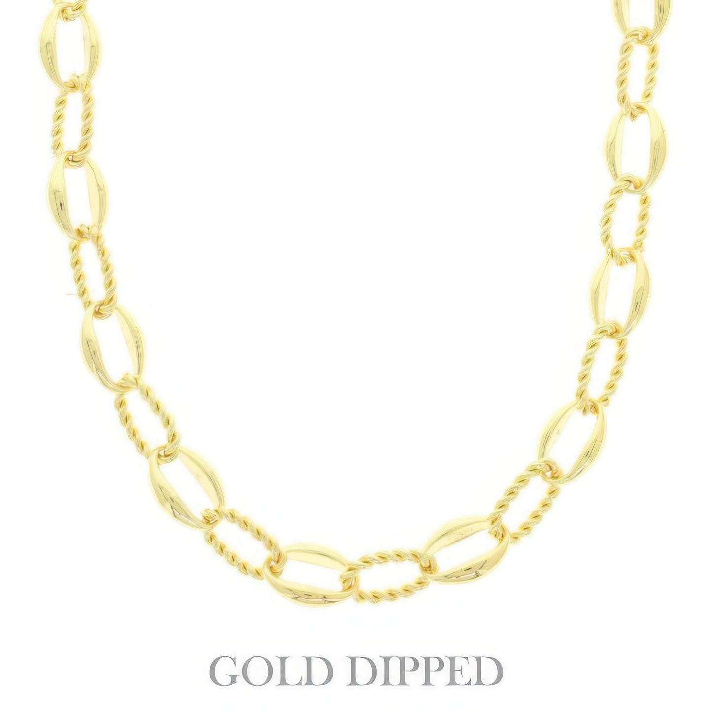 Gold Plated Textured Chain Necklace - Tigbul's Variety Fashion Shop