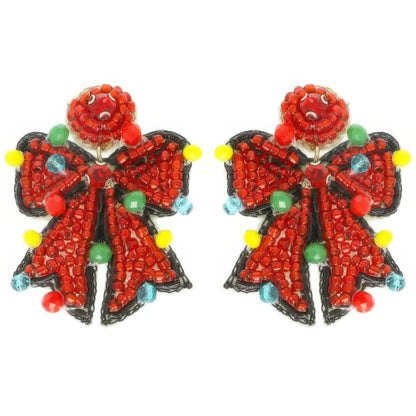 Christmas Bow Post Dangle Earrings - Tigbul's Variety Fashion Shop