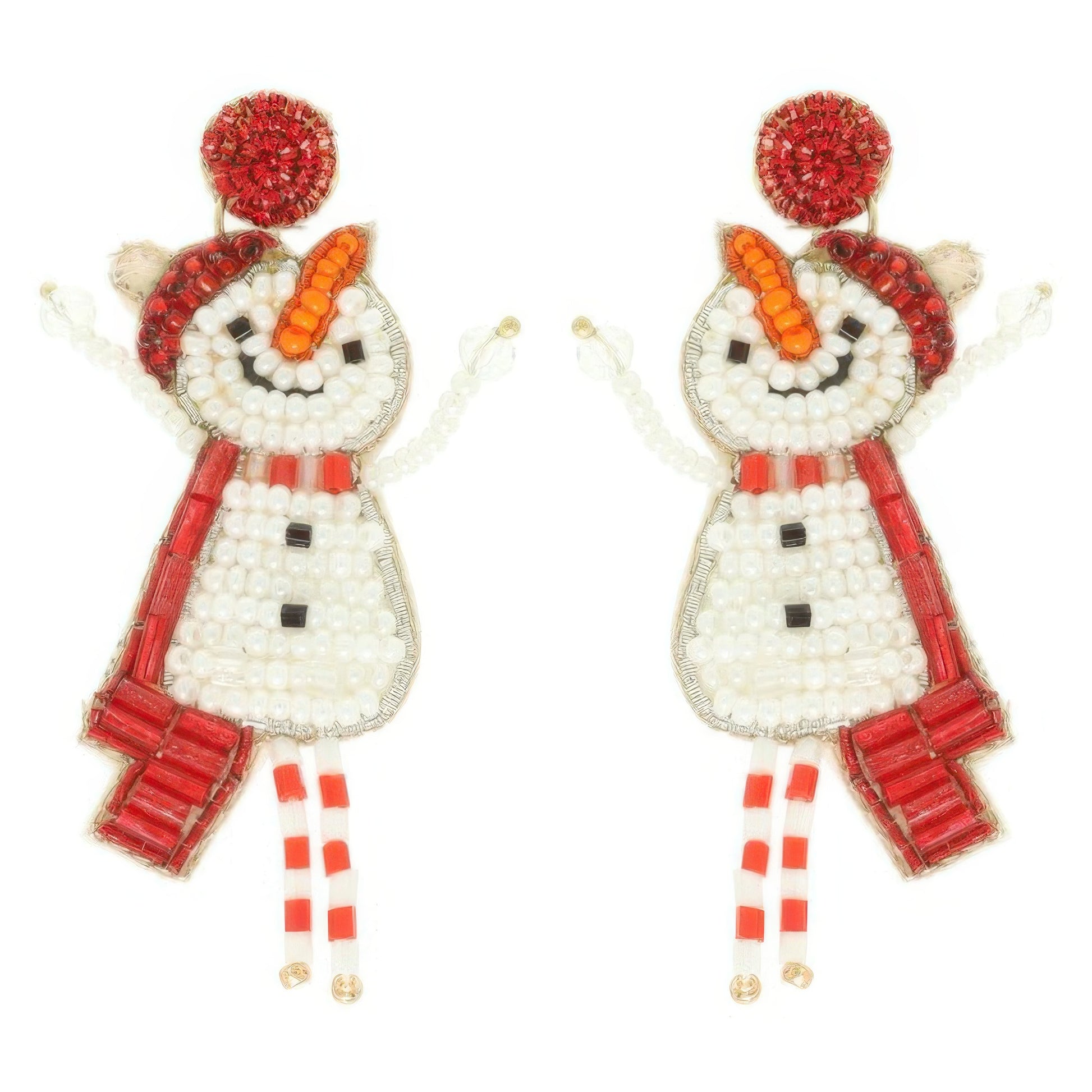 Christmas Scarfed Snowman Post Earrings - Tigbul's Variety Fashion Shop