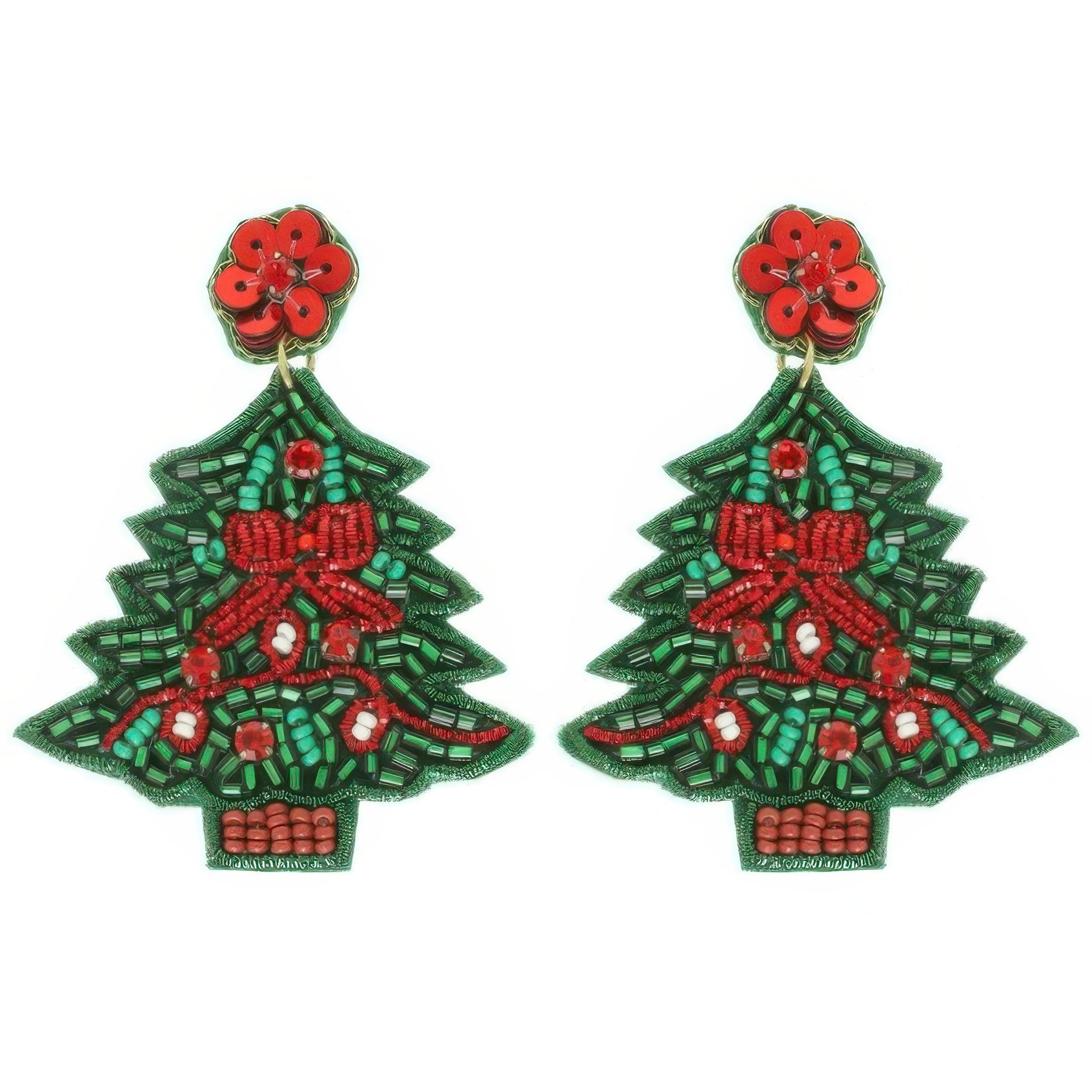 Christmas Tree Seed Beaded Post Earrings - Tigbul's Variety Fashion Shop