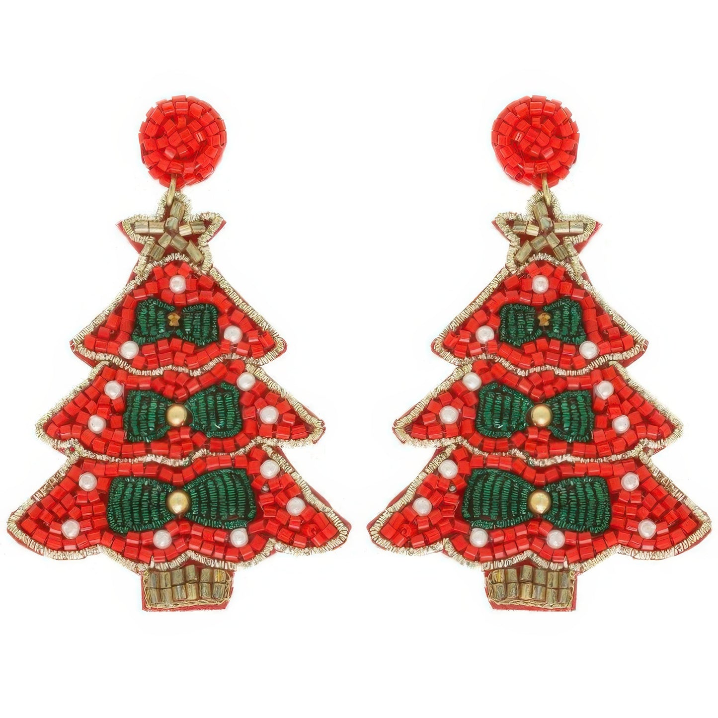 Jeweled Christmas Tree Post Earrings - Tigbul's Variety Fashion Shop