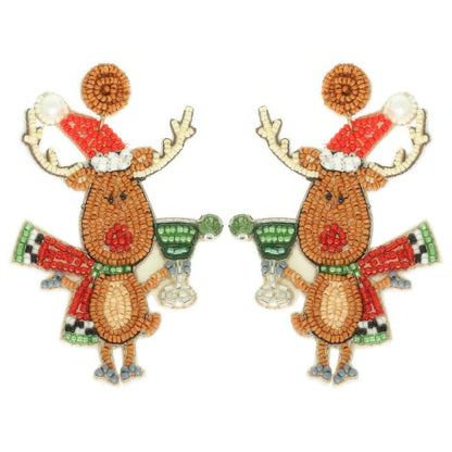 Christmas Festive Reindeer Post Earrings - Tigbul's Variety Fashion Shop
