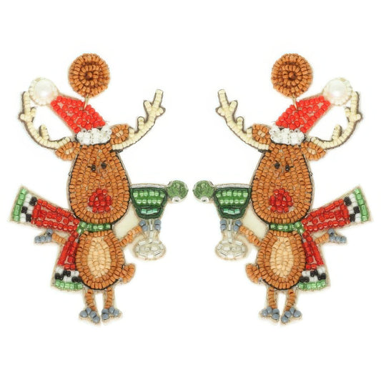 Christmas Festive Reindeer Post Earrings - Tigbul's Variety Fashion Shop