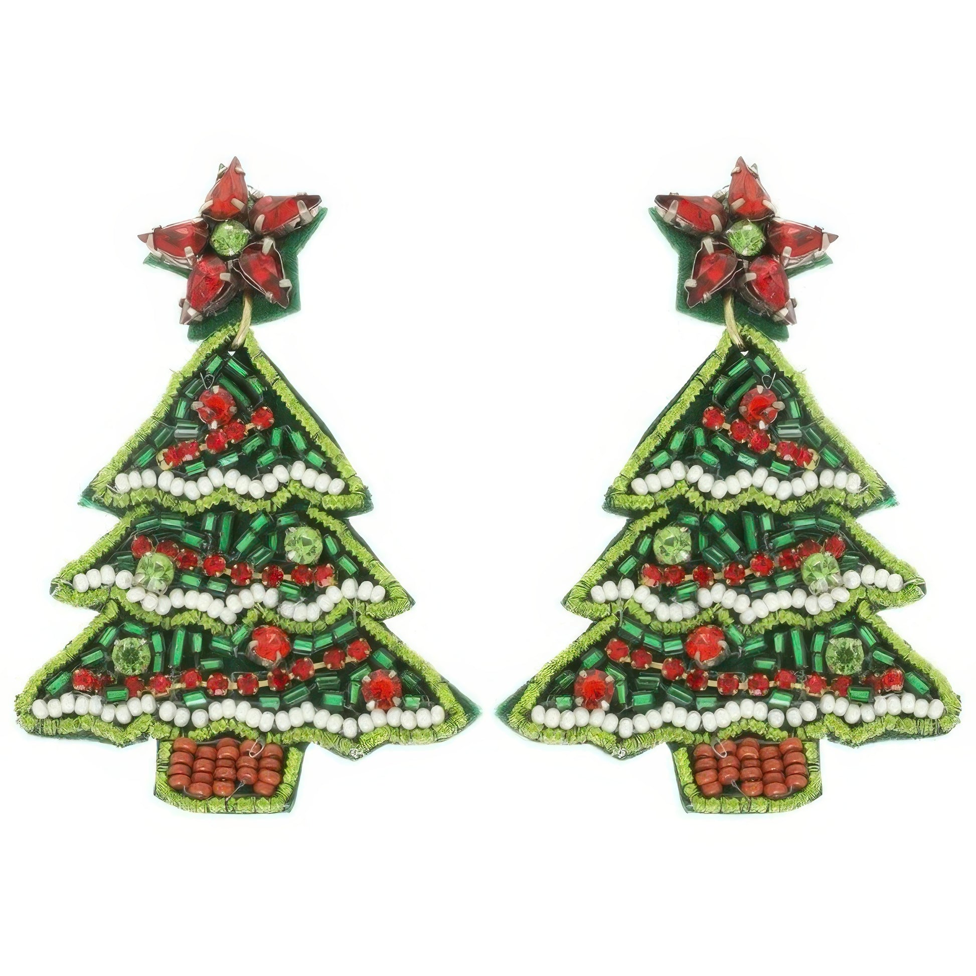 Christmas Tree Seed Beaded Post Earrings - Tigbul's Variety Fashion Shop