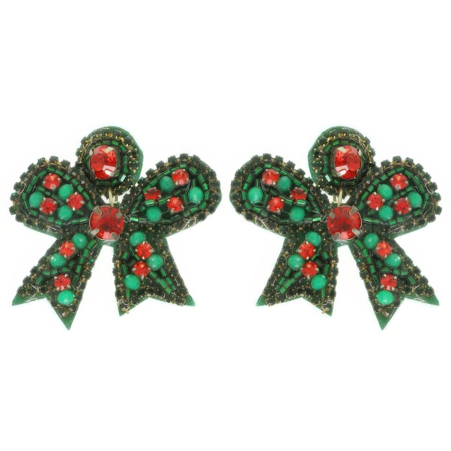 Christmas Bow Post Dangle Earrings - Tigbul's Variety Fashion Shop