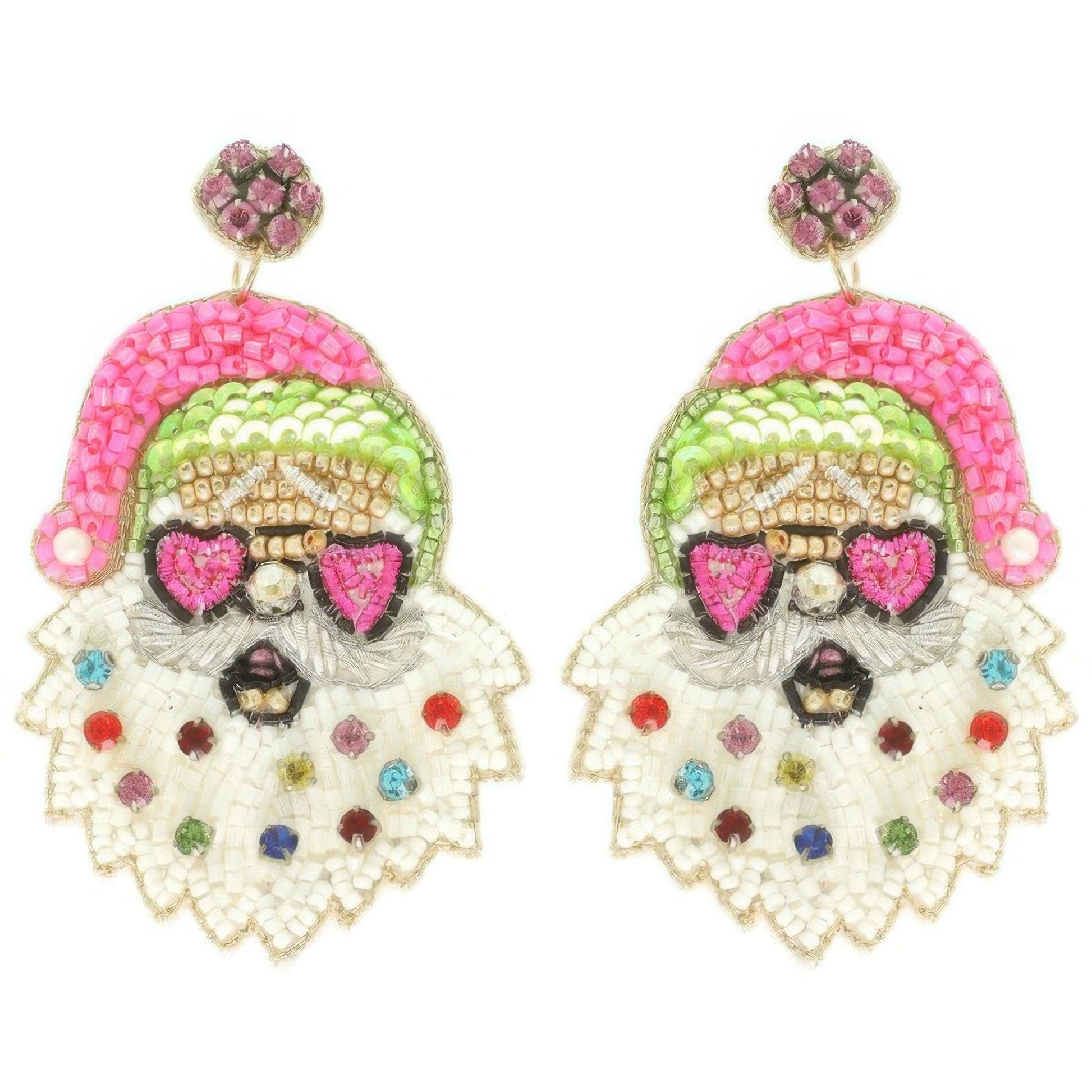 Christmas Santa With Heart Glasses Earrings - Tigbul's Variety Fashion Shop
