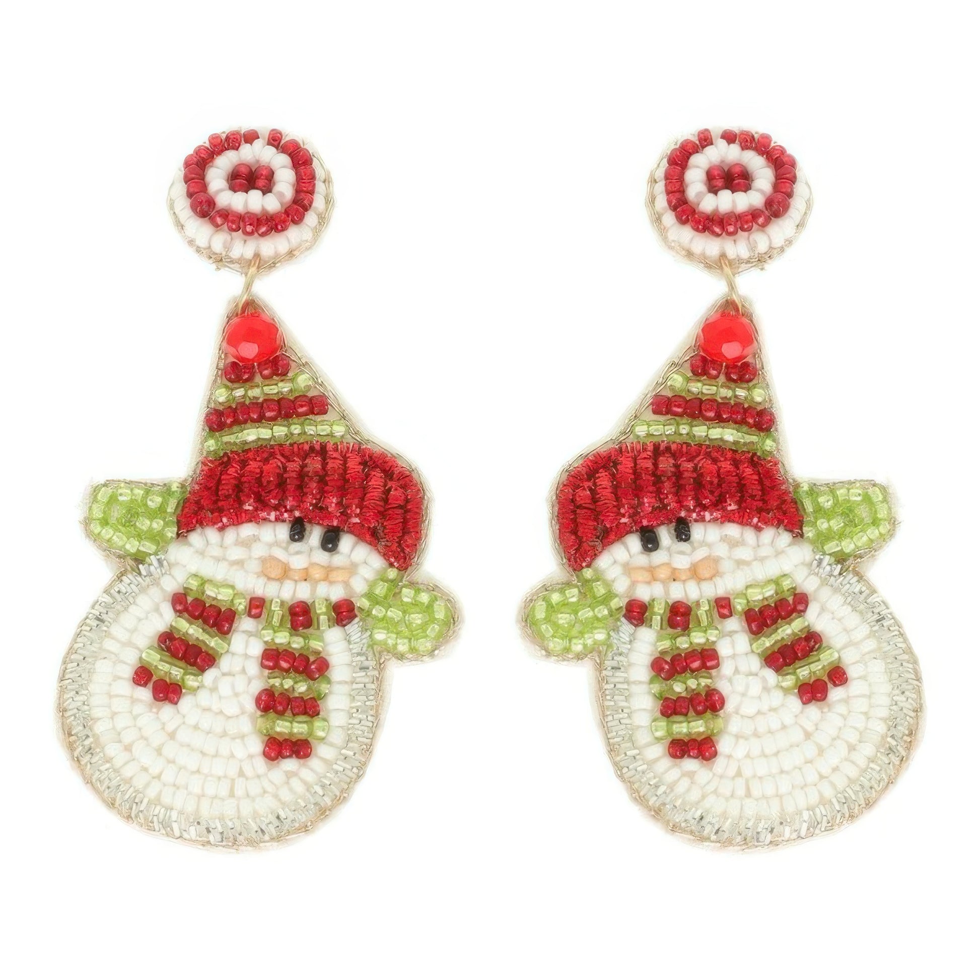 Christmas Scarfed Snowman Post Earrings - Tigbul's Variety Fashion Shop