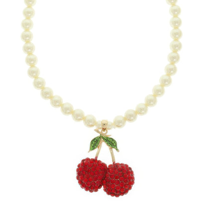 Red Cherry Pendant Pearl Necklace - Tigbul's Variety Fashion Shop