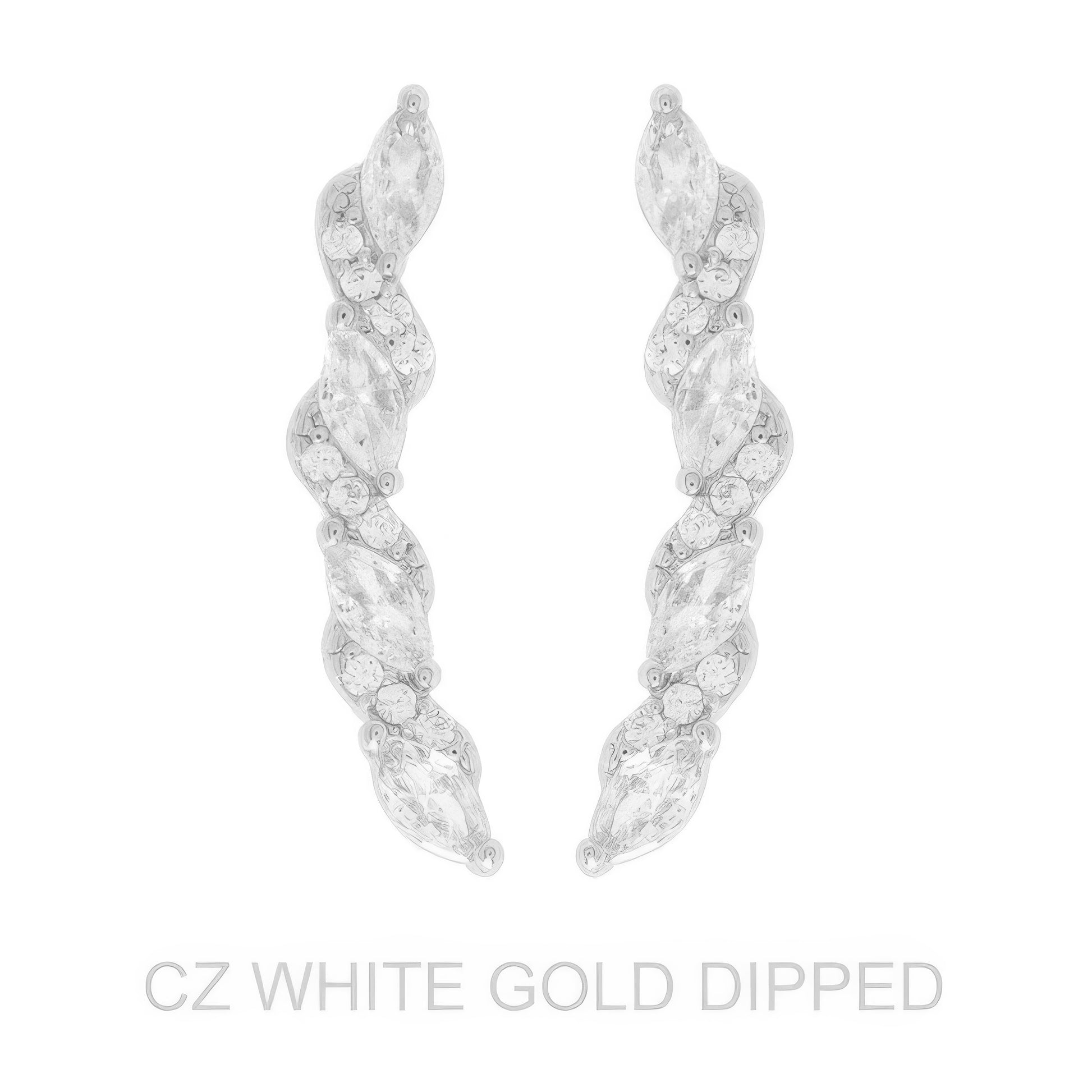 Gold Dipped Cz Petal Cut Vine Crawler Earrings - Tigbul's Variety Fashion Shop
