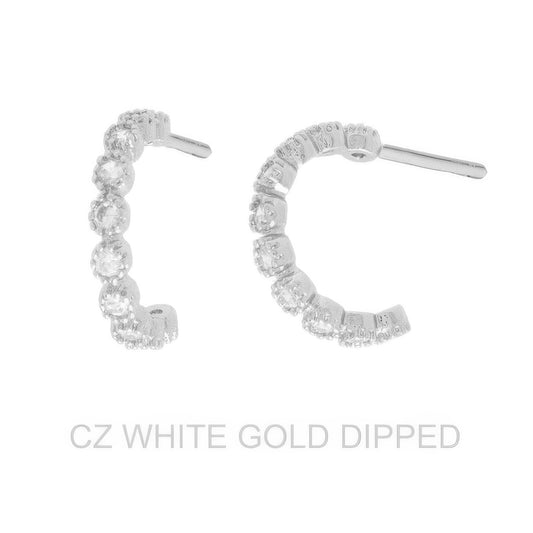 Gold Dipped Cz Floral Open Hoop Earrings - Tigbul's Variety Fashion Shop