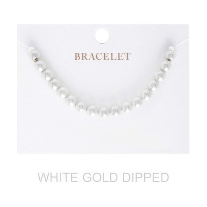 6mm Women's Gold Dipped Pearl Strand Bracelet - Tigbul's Variety Fashion Shop