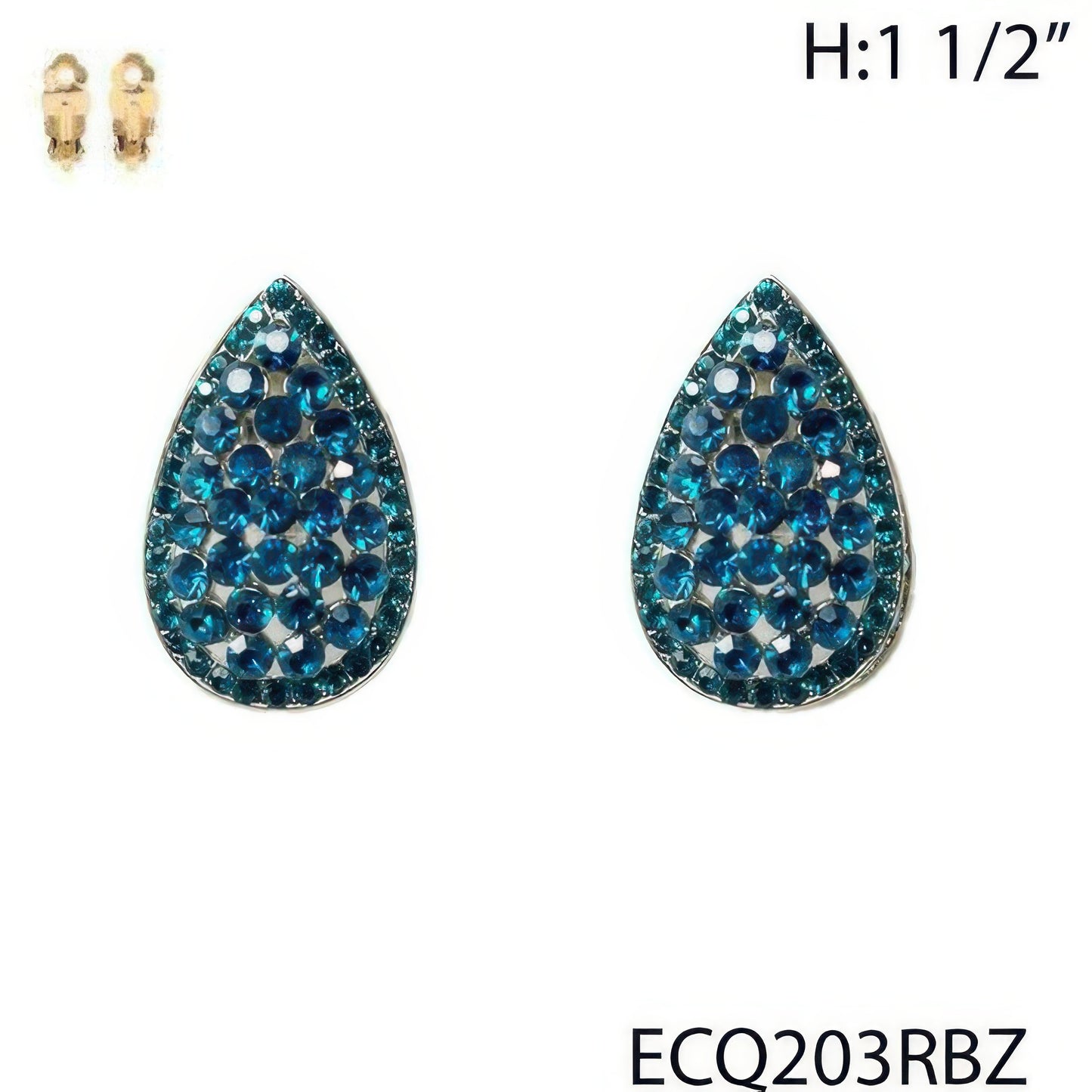 Vintage Styled Rhinestone Teardrop Clip Earrings - Tigbul's Variety Fashion Shop
