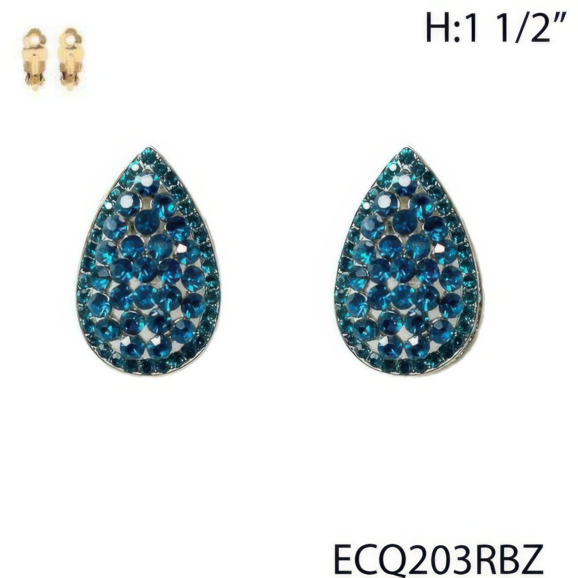 Vintage Styled Rhinestone Teardrop Clip Earrings - Tigbul's Variety Fashion Shop