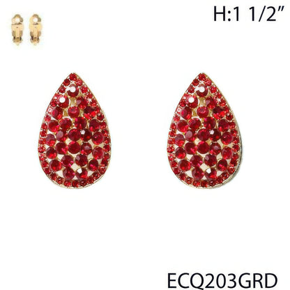 Vintage Styled Rhinestone Teardrop Clip Earrings - Tigbul's Variety Fashion Shop