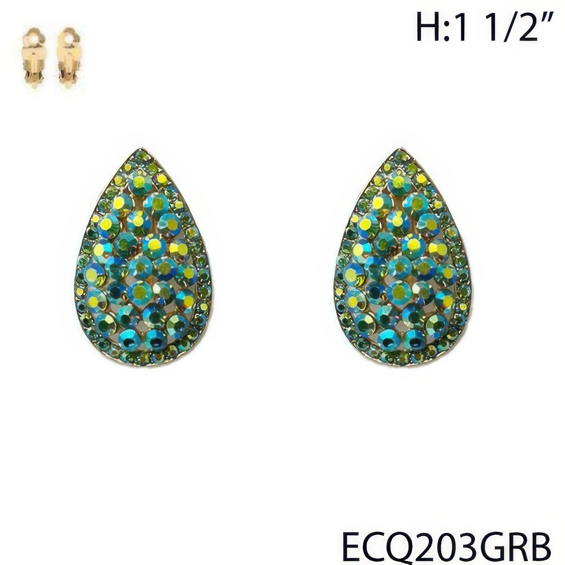 Vintage Styled Rhinestone Teardrop Clip Earrings - Tigbul's Variety Fashion Shop