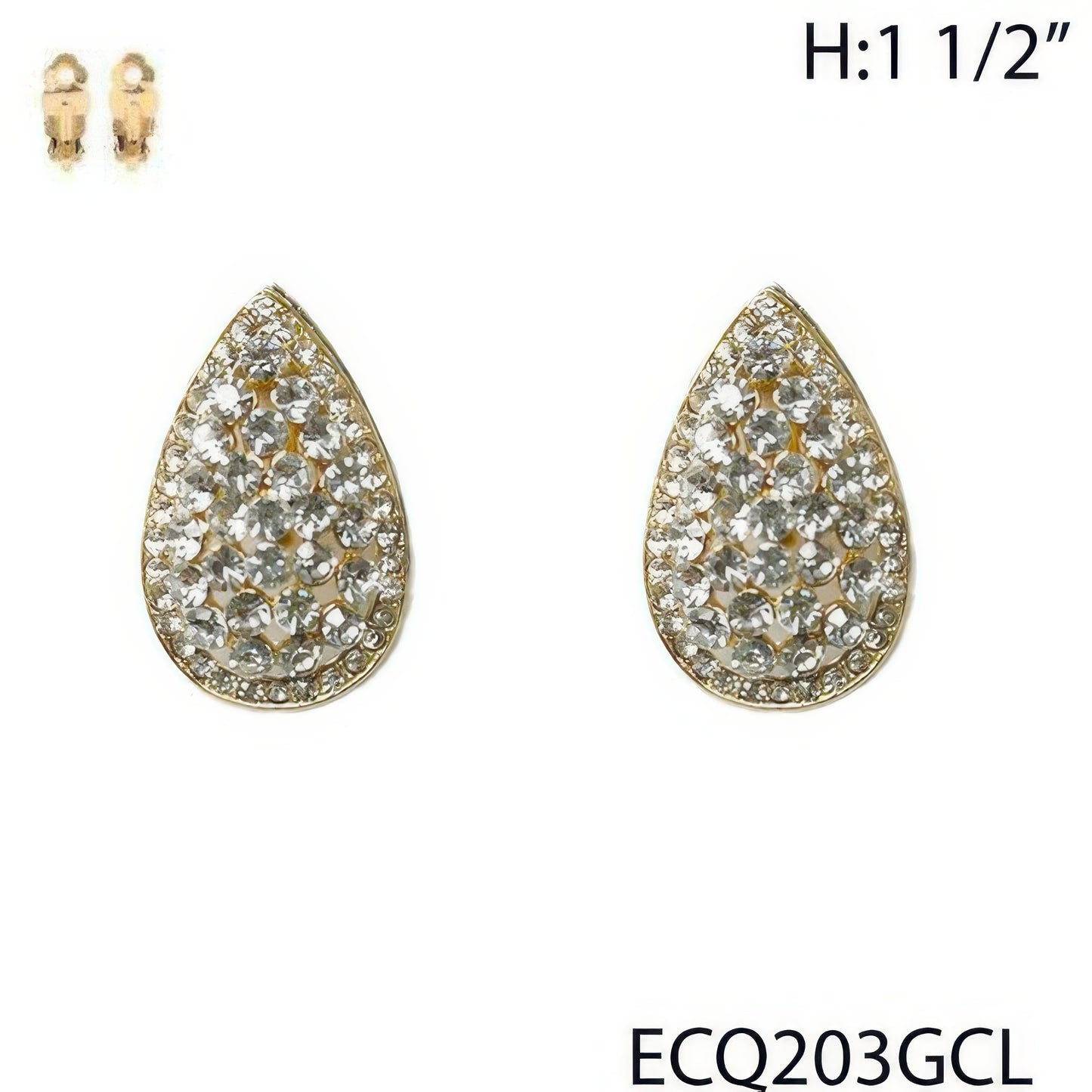 Vintage Styled Rhinestone Teardrop Clip Earrings - Tigbul's Variety Fashion Shop
