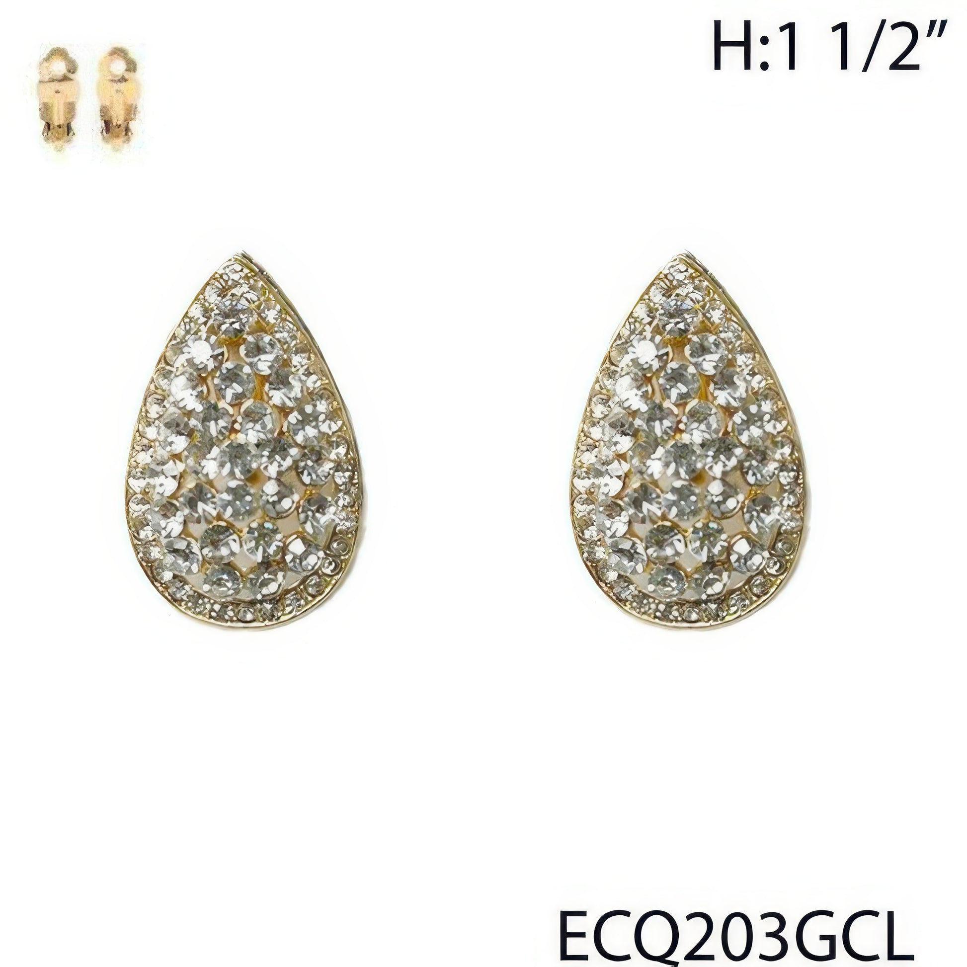 Vintage Styled Rhinestone Teardrop Clip Earrings - Tigbul's Variety Fashion Shop