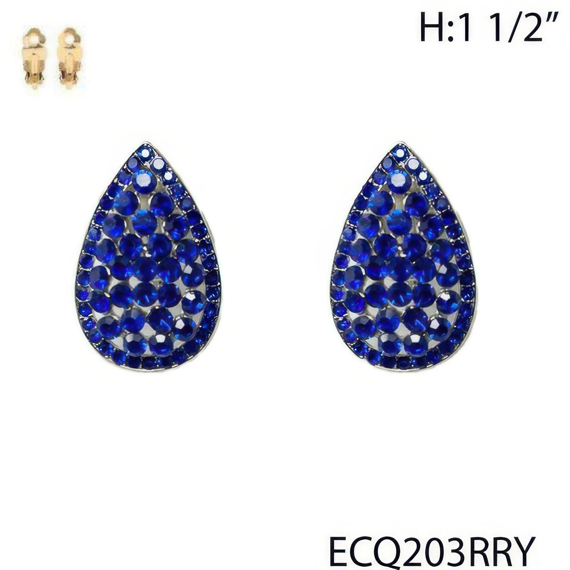Vintage Styled Rhinestone Teardrop Clip Earrings - Tigbul's Variety Fashion Shop