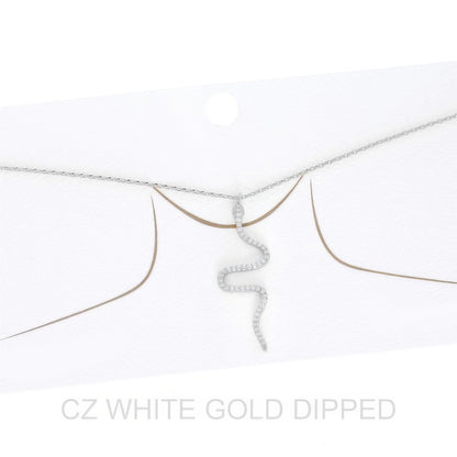 Women's Gold Dipped Cz Pave Snake Necklace - Tigbul's Variety Fashion Shop