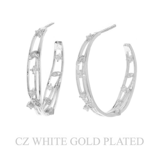 38mm Gold Plated Cz Evil Eye Half Hoop Earrings - Tigbul's Variety Fashion Shop