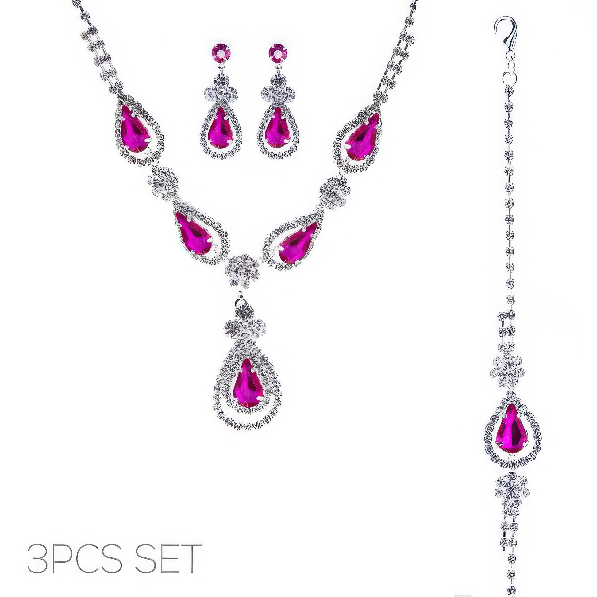 3pc Rhinestone Crystal Teardrop Jewelry Set - Tigbul's Variety Fashion Shop