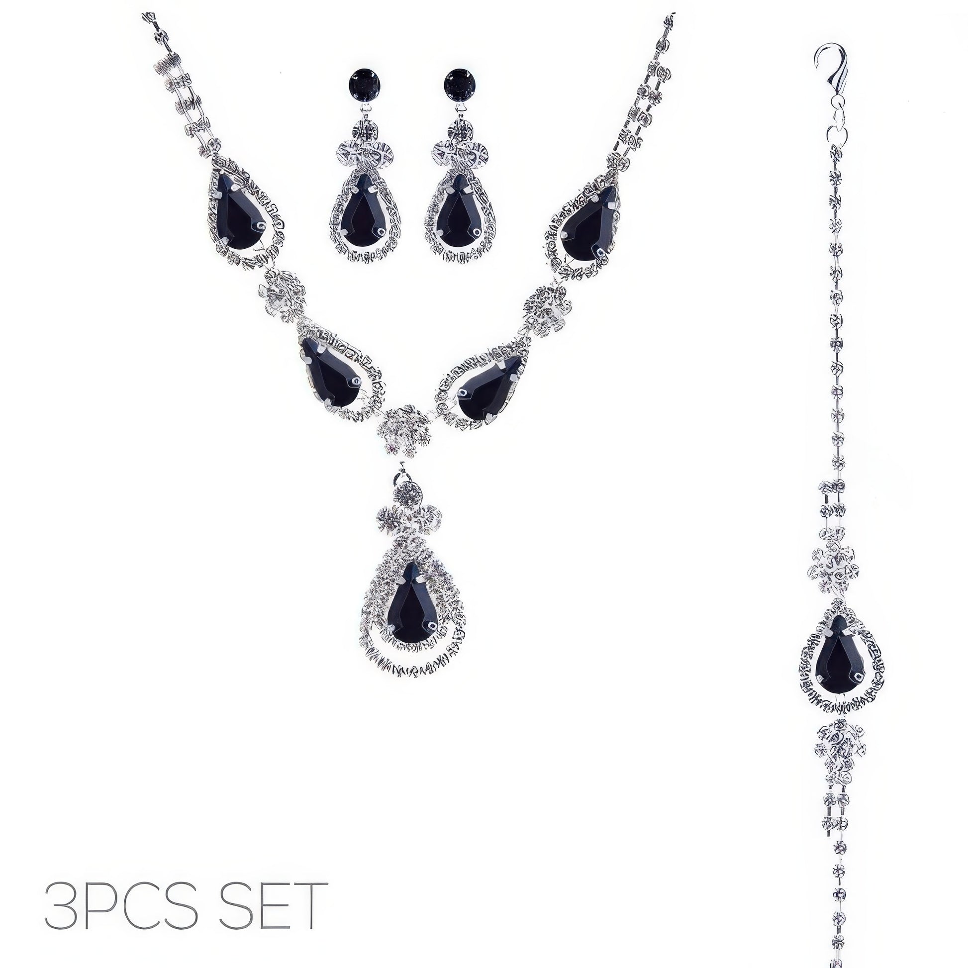 3pc Rhinestone Crystal Teardrop Jewelry Set - Tigbul's Variety Fashion Shop