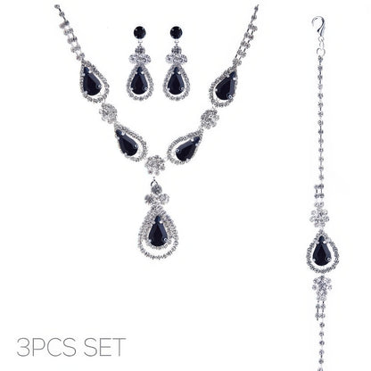 3pc Rhinestone Crystal Teardrop Jewelry Set - Tigbul's Variety Fashion Shop