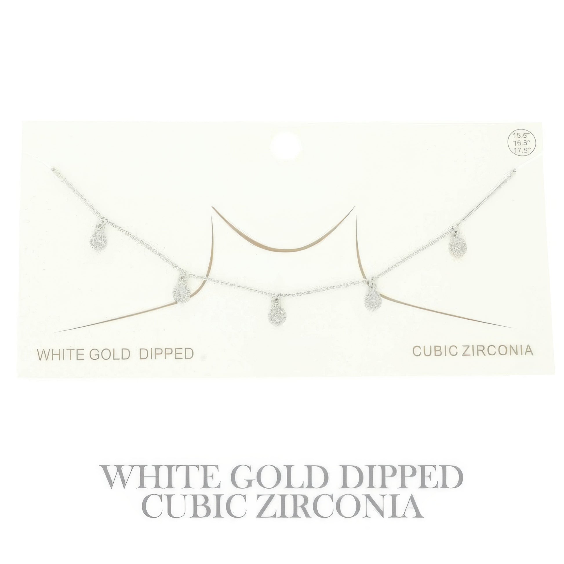 Gold Plated Teardrop Cz Station Necklace - Tigbul's Variety Fashion Shop