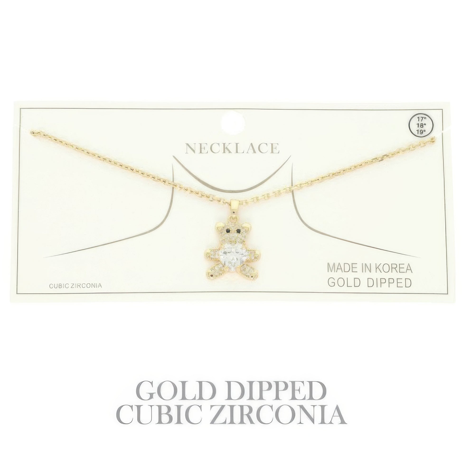 Gold Plated Teddy Bear Cz Pendant Necklace - Tigbul's Variety Fashion Shop