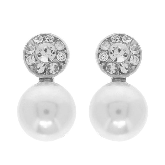 Jeweled White Pearl Earrings - Tigbul's Variety Fashion Shop