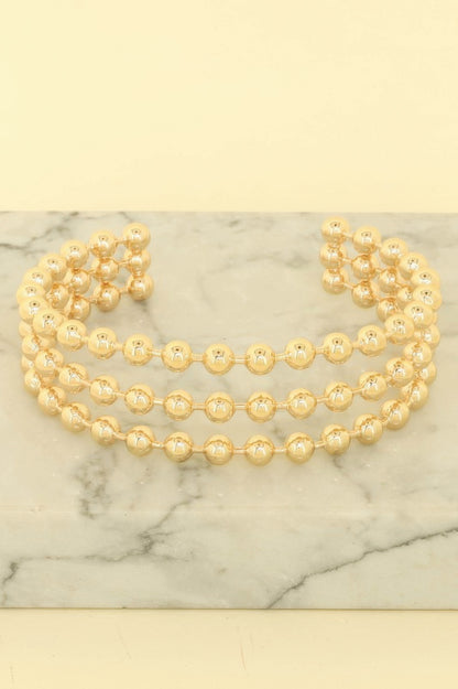 Multi-row Ball Chain Cuff Bracelet - Tigbul's Variety Fashion Shop