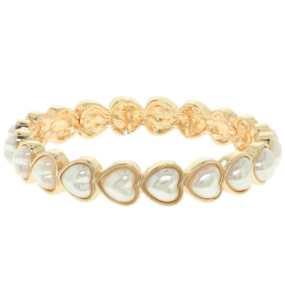 Heart Theme Bezel Jeweled Bracelet - Tigbul's Variety Fashion Shop