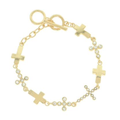 Jeweled Cross Toggle Bracelet - Tigbul's Variety Fashion Shop