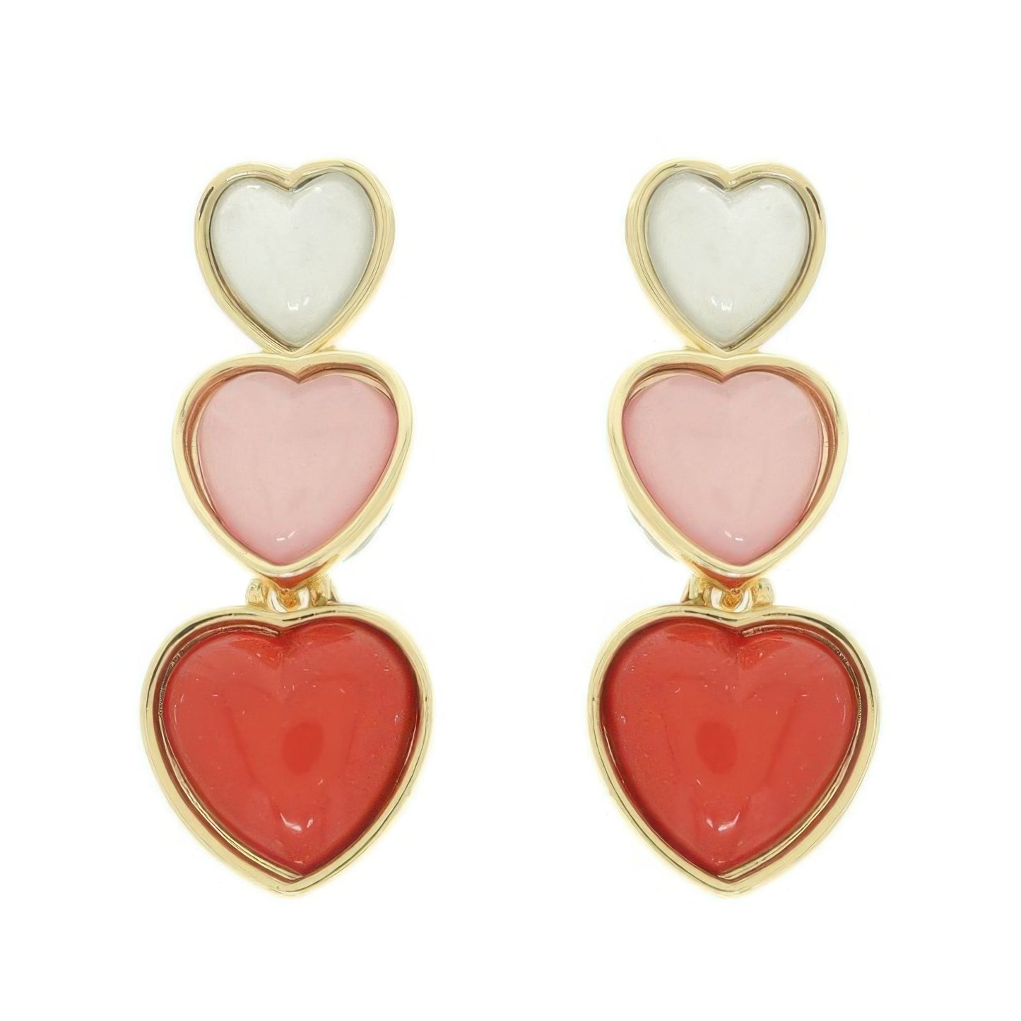 Jeweled Multi-tiered Heart Earrings - Tigbul's Variety Fashion Shop