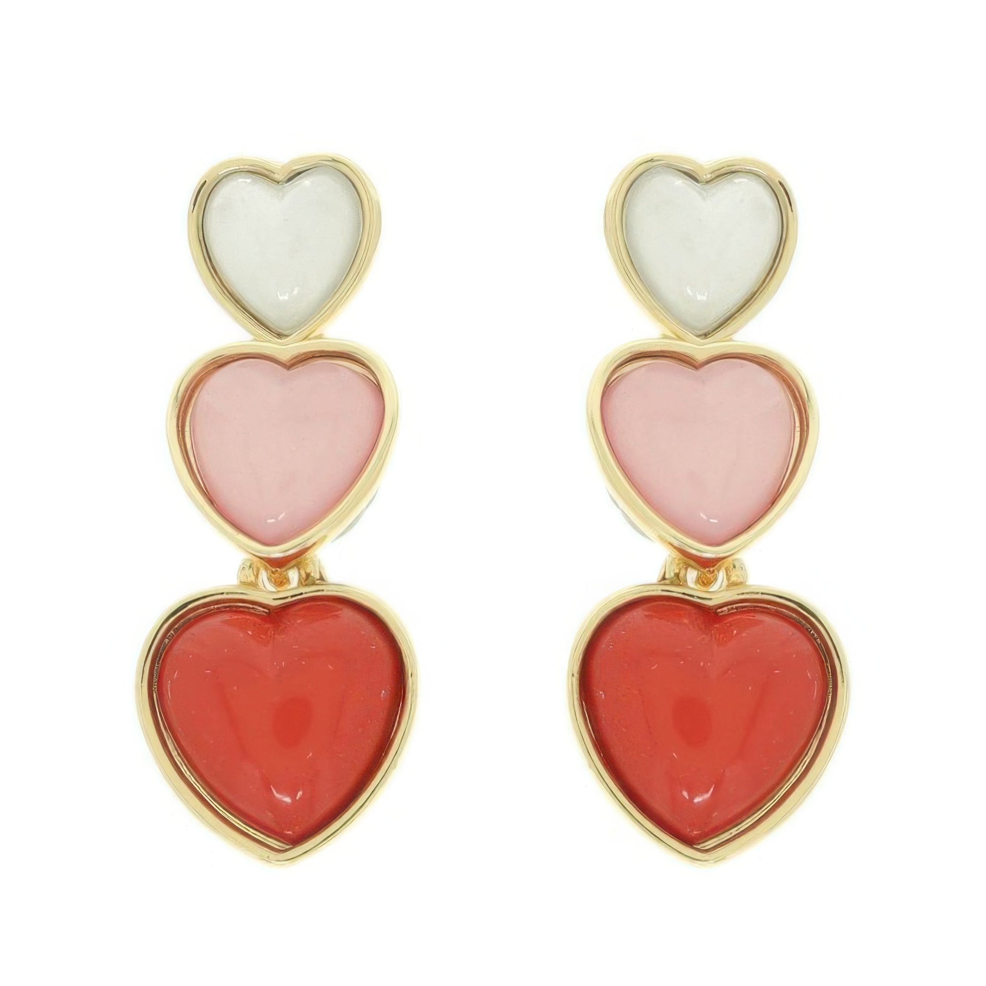 Jeweled Multi-tiered Heart Earrings - Tigbul's Variety Fashion Shop