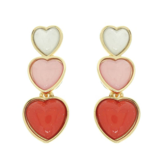 Jeweled Multi-tiered Heart Earrings - Tigbul's Variety Fashion Shop