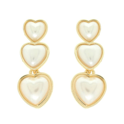 Jeweled Multi-tiered Heart Earrings - Tigbul's Variety Fashion Shop