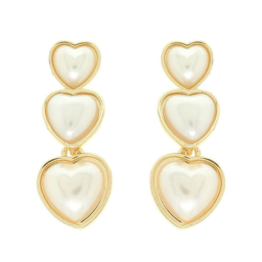 Jeweled Multi-tiered Heart Earrings - Tigbul's Variety Fashion Shop
