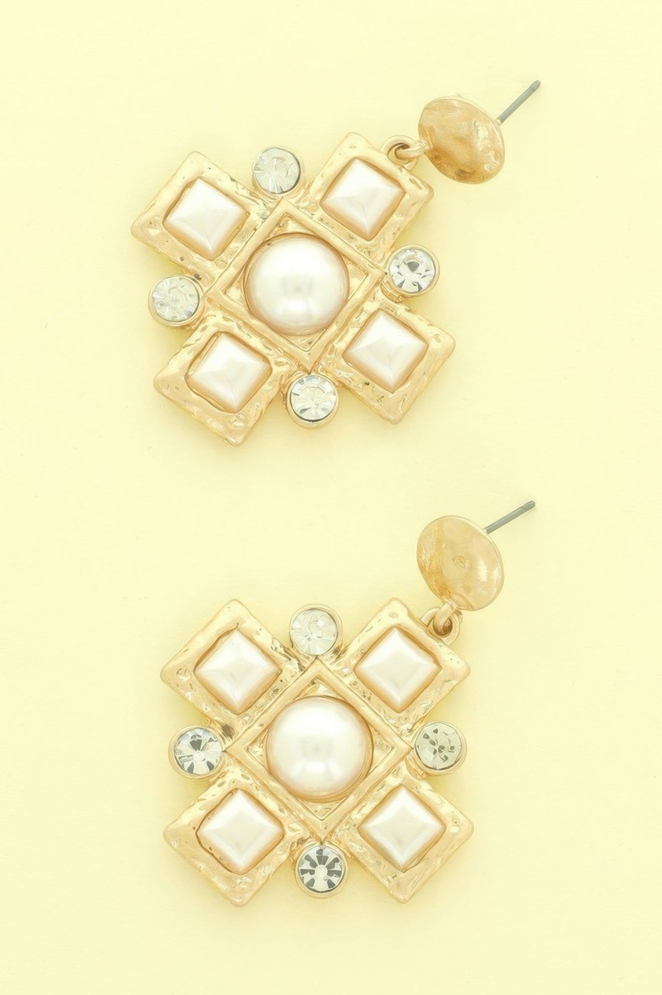 Sqaure Jeweled Cross Earrings - Tigbul's Variety Fashion Shop
