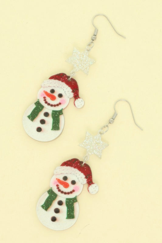 Christmas Acrylic Snowman Dangle Earrings - Tigbul's Variety Fashion Shop