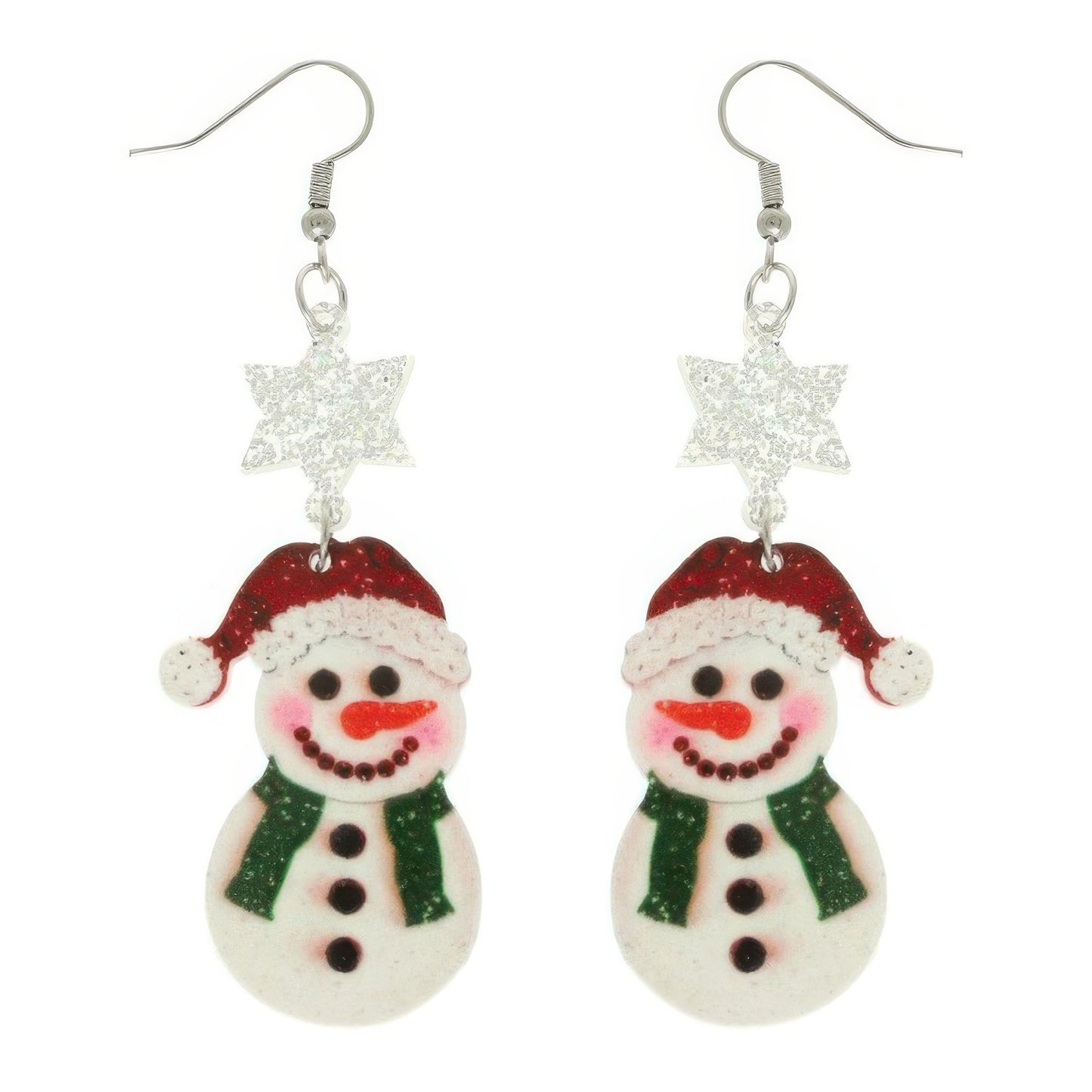 Christmas Acrylic Snowman Dangle Earrings - Tigbul's Variety Fashion Shop