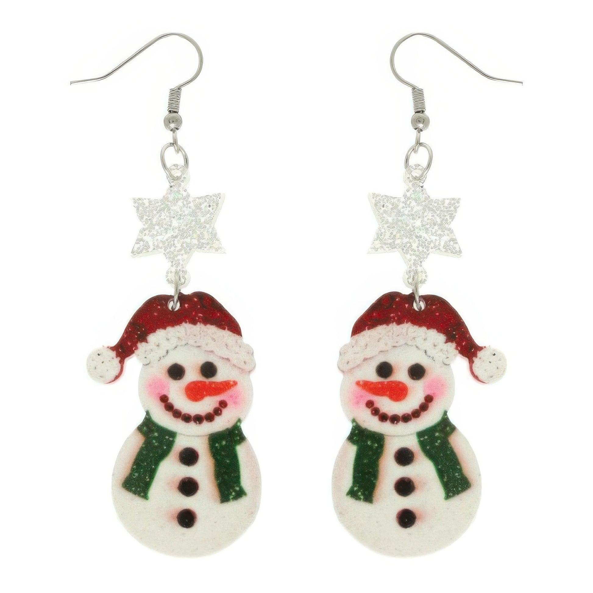 Christmas Acrylic Snowman Dangle Earrings - Tigbul's Variety Fashion Shop