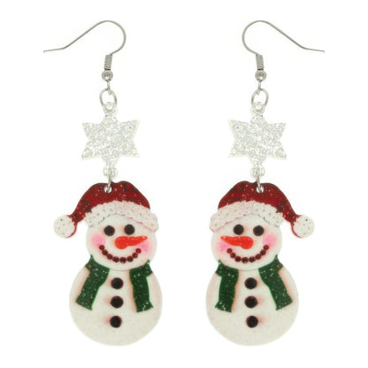 Christmas Acrylic Snowman Dangle Earrings - Tigbul's Variety Fashion Shop