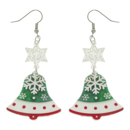 Christmas Bell Acrylic Dangle Earrings - Tigbul's Variety Fashion Shop