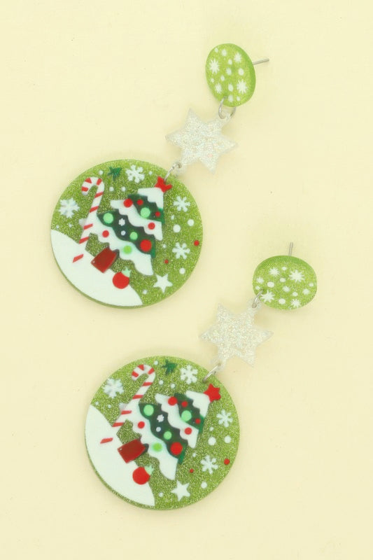 Christmas Tree Ornament Post Dangle Earrings - Tigbul's Variety Fashion Shop