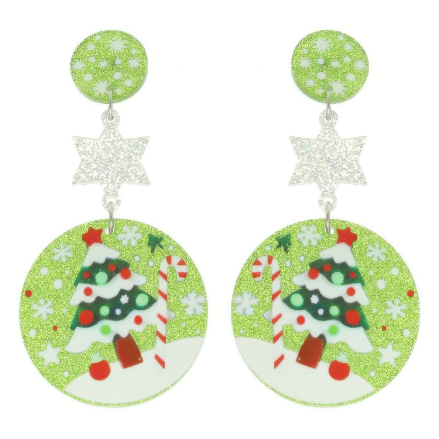Christmas Tree Ornament Post Dangle Earrings - Tigbul's Variety Fashion Shop